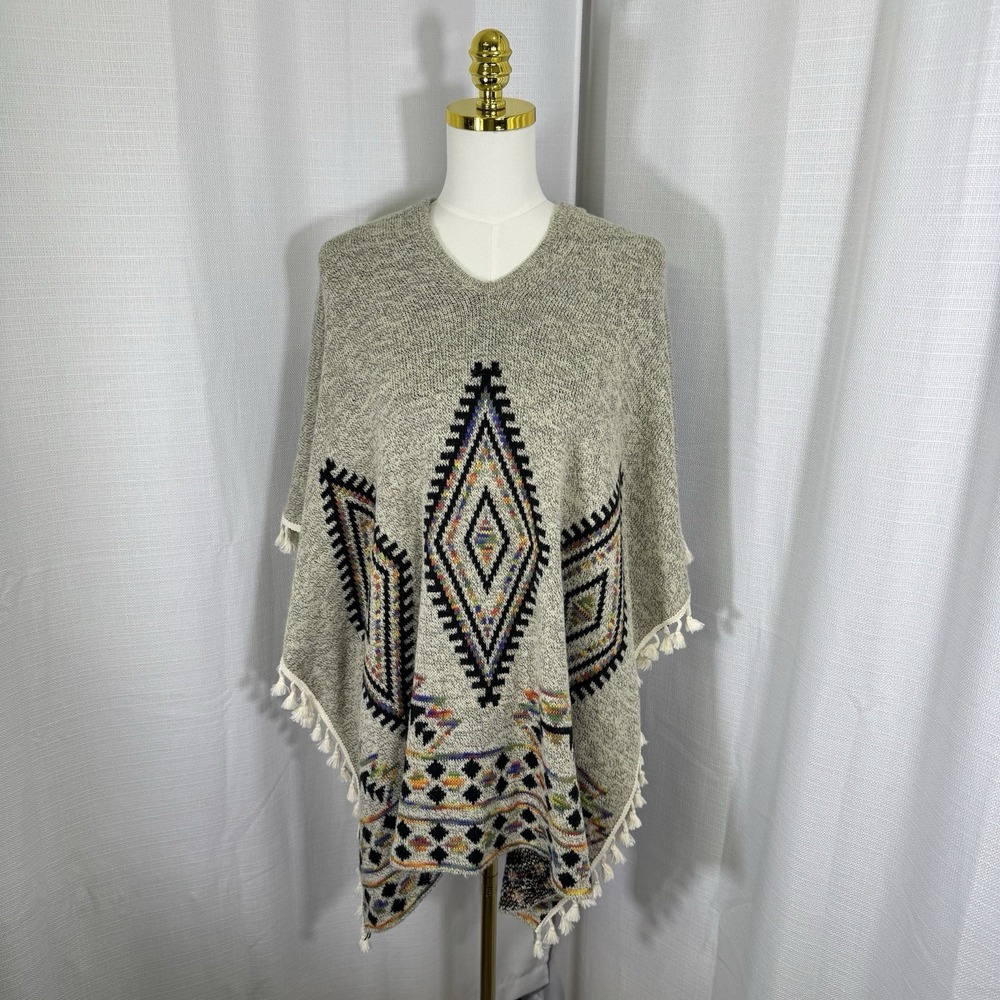 VTG Poncho Gene Accessories One Size Western Rodeo Aztec Cowgirl Tassel Fringe
